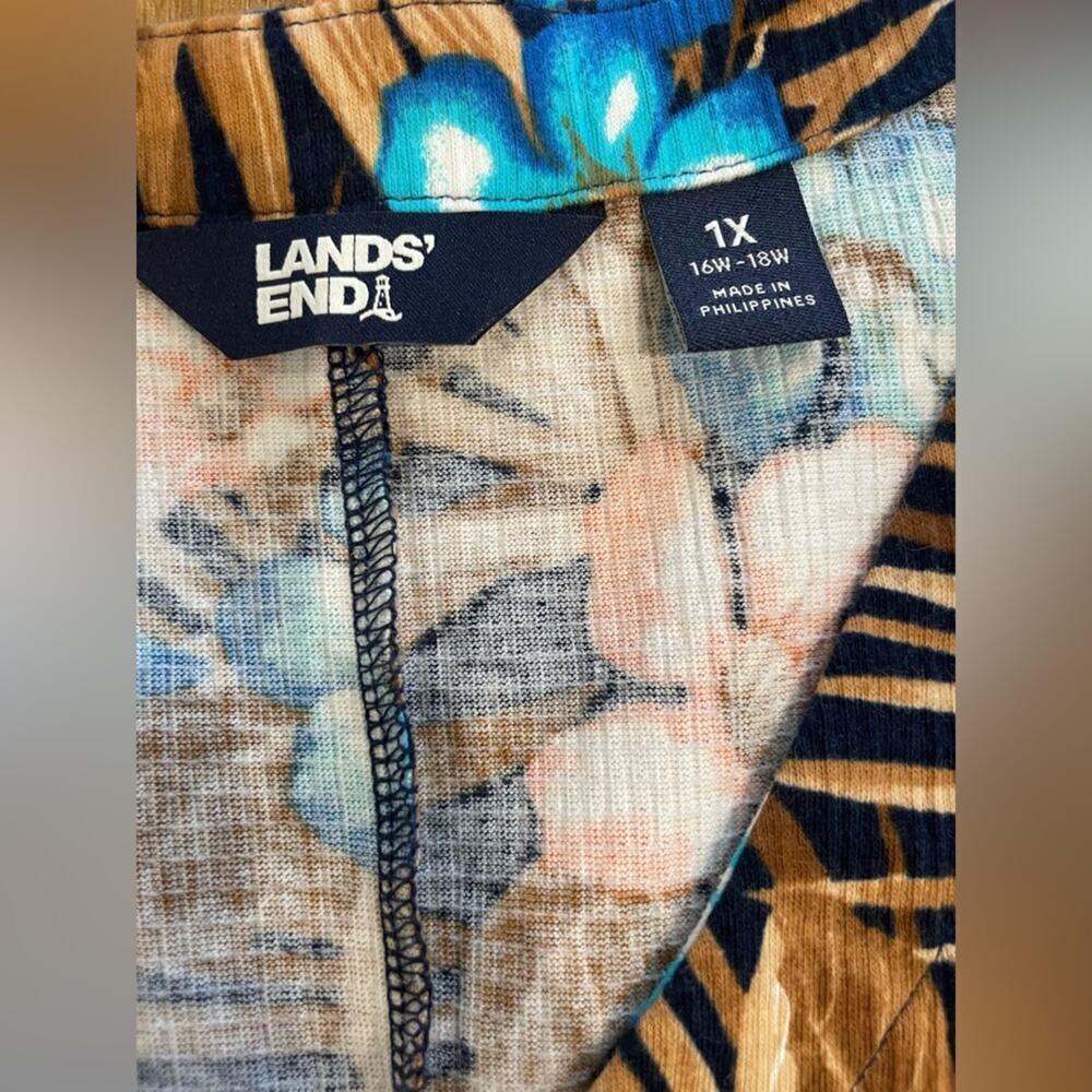 Lands' End Women's Crinkle Knit Short Sleeve High Low Midi Dress- 1x - Picture 4 of 11